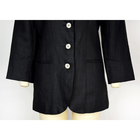 1980s Linen Blazer Size Medium 80s Minimalist Blazer Menswear Style Blazer - Picture 3 of 9